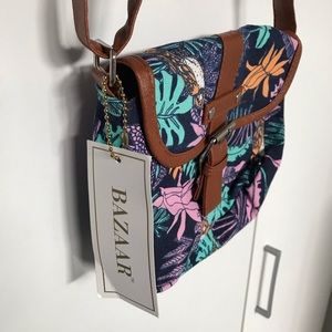 Bazaar Floral Tropical Print Shoulder Bag NWT